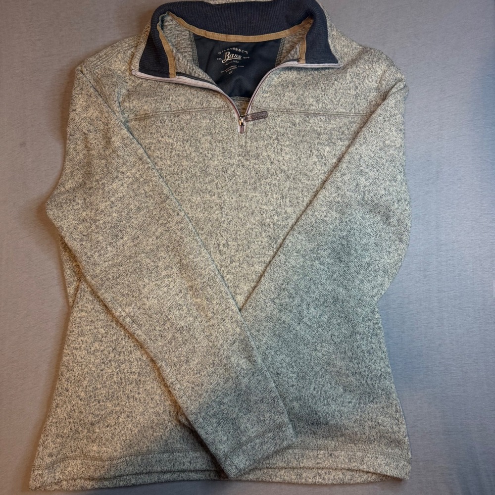 GH Bass & Co Mens Gray Heather Quarter Zip Sweater Mock Neck Pullover Size Large